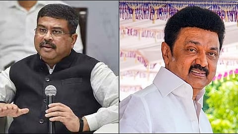 Dharmendra Pradhan and M K Stalin 