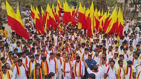 karave Narayanagowda and others Protest
