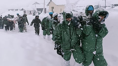 Rescue operations progress at the site where an avalanche struck trapping 57 BRO workers near Mana in Uttarakhand’s Chamoli district on February 28, 2025.
