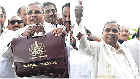 CM Siddaramaih entered Vidhana Saudha with budget copy 