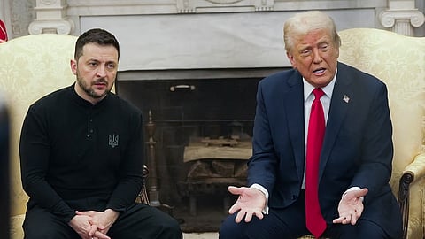 President Donald Trump with Ukrainian President Volodymyr Zelenskyy in the Oval Office at the White House.