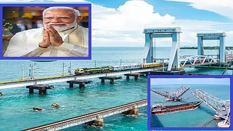 PM Modi and Pamban railway bridge