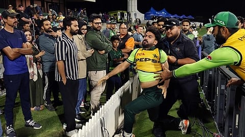 Khushdil Shah dragged away by security