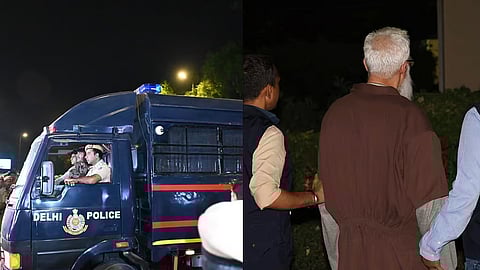 (L) Tahawwur Rana being brought to Patiala house court in New Delhi (R) Rana arrives at Delhi airport after extradition from the US. 