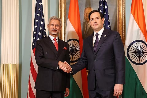 External Affairs Minister S Jaishankar with newly appointed US Secretary of State Marco Rubio. 