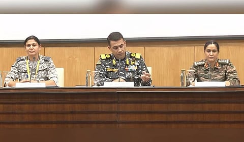 The press conference addressed by Commodore Raghu R Nair, Wing Commander Vyomika Singh, and Colonel Sofia Qureshi following the ceasefire between India and Pakistan.