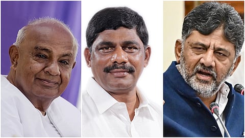 HD devegowda, Dk suresh and DK Shivakumar
