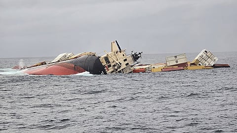 Liberian cargo ship, MSC Elsa 3 capsized.