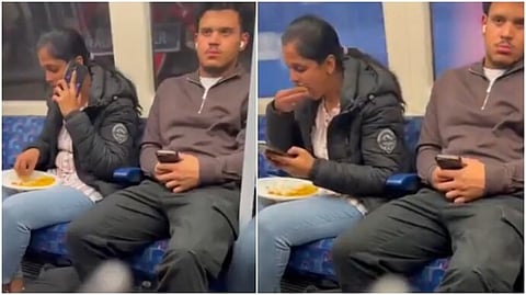 Indian woman eats with hands
