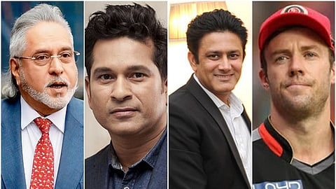 Vijay Mallya, Sachin Tendulkar, Anil Kumble, AB de Villiers