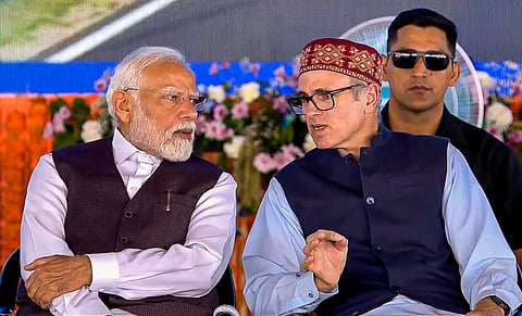 Prime Minister Narendra Modi with Jammu and Kashmir Chief Minister Omar Abdullah