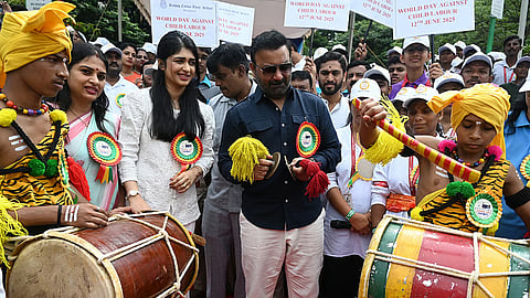 Santosh Lad at an awareness rally against child labour 