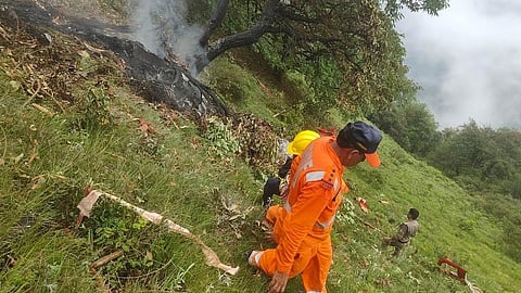 According to officials, the accident took place above the forests of Gaurikund amid poor visibility due to bad weather.