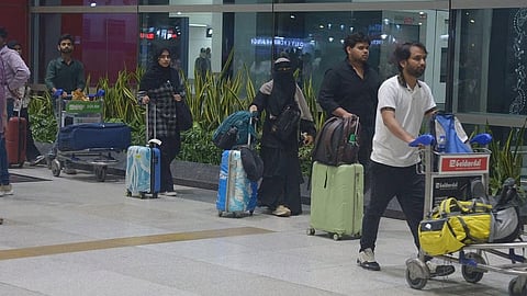 Indian Students who were studying in Iran arrived in Delhi airport today morning