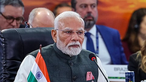 Prime Minister Narendra Modi addresses the session on 'Environment, COP30, and Global Health' at the BRICS Summit 2025 in Rio de Janeiro, Brazil, July 7, 2025