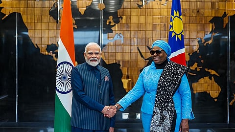 Prime Minister Narendra Modi during a meeting with the Namibian President Netumbo Nandi-Ndaitwah in Windhoek, Namibia, July 9, 2025.