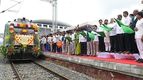 V. Somanna flag off the train