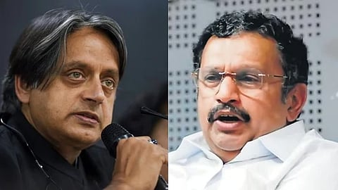 Shashi Tharoor (L), Senior Congress leader K Muraleedharan