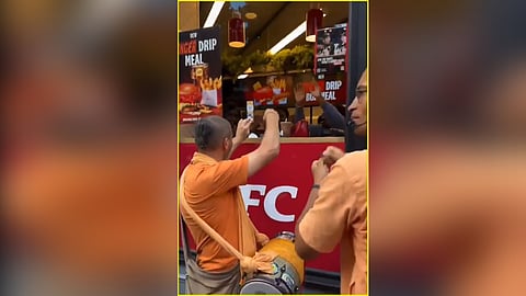 ISKCON Devotees Chant 'Hare Krishna' Outside KFC