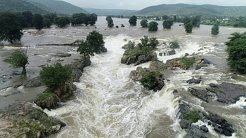 A view of the Hogenakkal dam in Karnataka