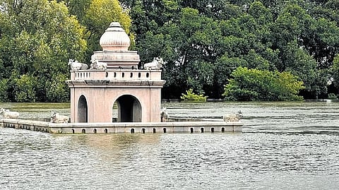 Hadinaru Kal Mantapa in Nanjangud submerged due to rising water level in KabiniPhoto