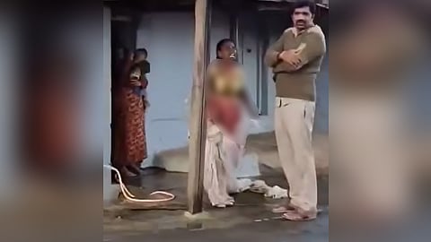 Woman creates drama by removing saree in front of police