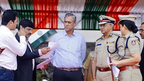Officials inspecting the preparations at Field Marshal Manekshaw Parade Ground