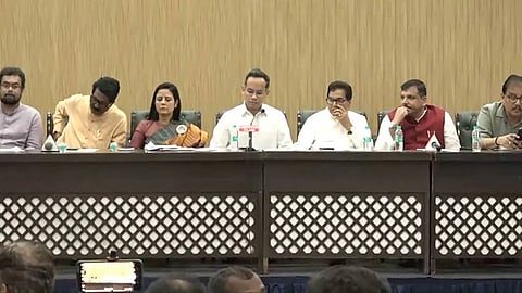joint press conference here after a meeting, representatives of eight prominent opposition parties like the Congress, TMC, SP, DMK and RJD hit out at the CEC,