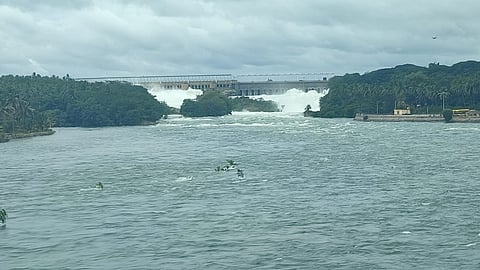 As there is heavy rain in the catchment area of KRS, 80,000 cusecs of water released from KRS Dam. 