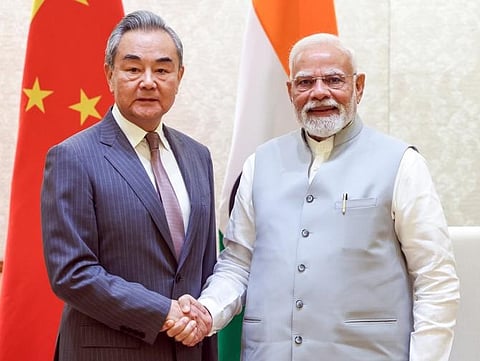 Chinese Foreign Minister Wang Yi calls on Prime Minister Narendra Modi, in New Delhi, August 19, 2025.