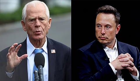 US trade adviser Peter Navarro (L); Elon Musk