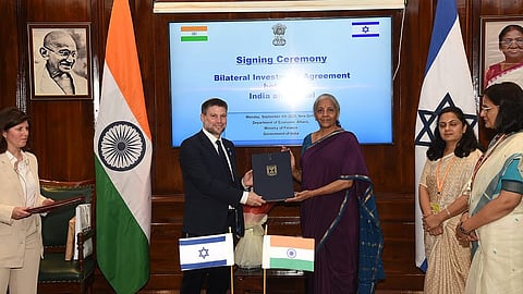Nirmala Sitharaman with her Israeli counterpart Bezalel Smotrich