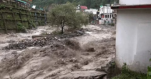 A bridge gets washed away following heavy rains near Fun Valley and Uttarakhand Dental College on the Dehradun-Haridwar National Highway, Tuesday, Sept. 16, 2025.