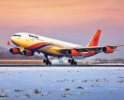 The Airbus A340 that landed in New Delhi Sunday with a stowaway