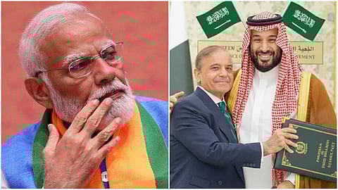 Narendra modi (left), Saudi- Pakistan pact deal
