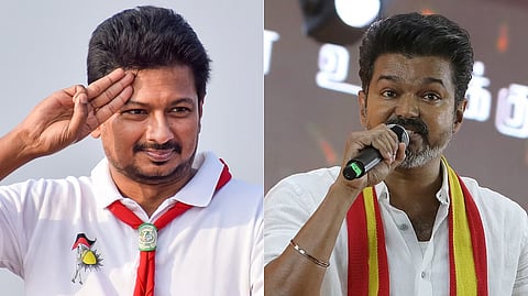 Tamil Nadu Deputy Chief Minister Udhayanidhi Stalin and TVK President Vijay.