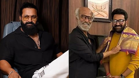 Rishab Shetty; (R) The actor's meeting with Rajinikanth