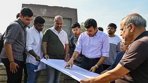 Tejasvi Surya, MP for Bengaluru South, visited the site inside Lalbagh 