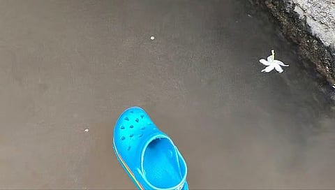 Footwear in Hampi tank 