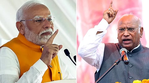 PM Modi, Kharge Casual Images