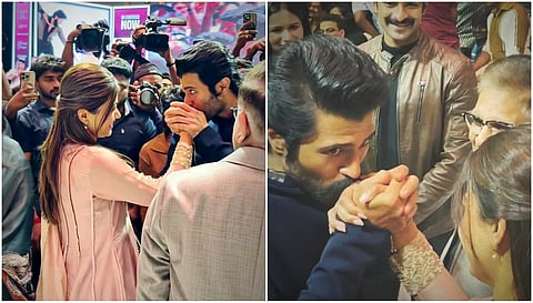 Vijay Devarakonda kisses Rashmika Mandanna hand 