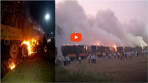 ಬಾಗಲಕೋಟೆ: ಕಟ್ಟೆ ಹೊಡೆದ ಕಬ್ಬು ಬೆಳೆಗಾರರ ಆಕ್ರೋಶದ ಕಿಚ್ಚು; 100ಕ್ಕೂ ಹೆಚ್ಚು ಟ್ರಾಲಿಗಳಿಗೆ ಬೆಂಕಿ, Video!