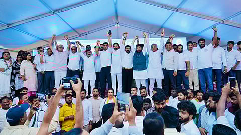 Karnataka Pradesh Youth Congress Committee (KPYCC) on Saturday staged a protest here alleging large-scalevote chori (vote theft) in elections across various states,