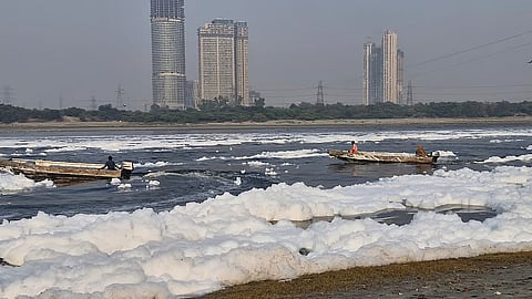 Toxic foam in Yamuna river
