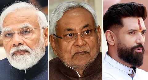 PM Narendra Modi, Nitish Kumar and Chirag Paswan 