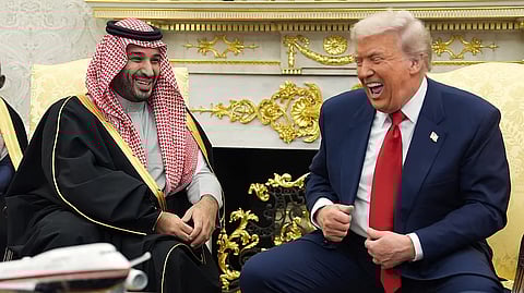 President Donald Trump meets Saudi Arabia's Crown Prince Mohammed bin Salman in the Oval Office of the White House