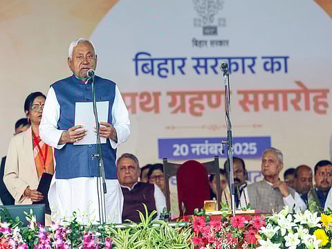 Nitish Kumar takes oath as Bihar Chief Minister for a record 10th time.