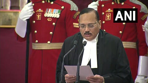 Justice Surya Kant takes oath as the Chief Justice of India, at Rashtrapati Bhavan.