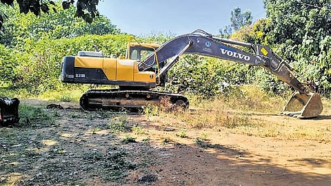 Bulldozers at the 8.61-acre Cantonment Railway land