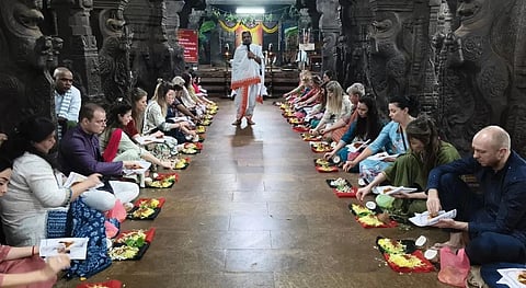 A group of 30 Russian devotees participated in the Rahu Ketu puja at Srikalahasti Temple in Tirupati 